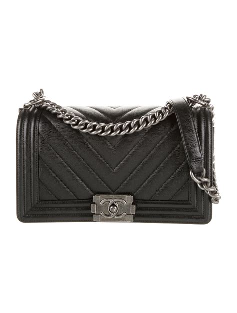 chanel boy bag in chevron medium